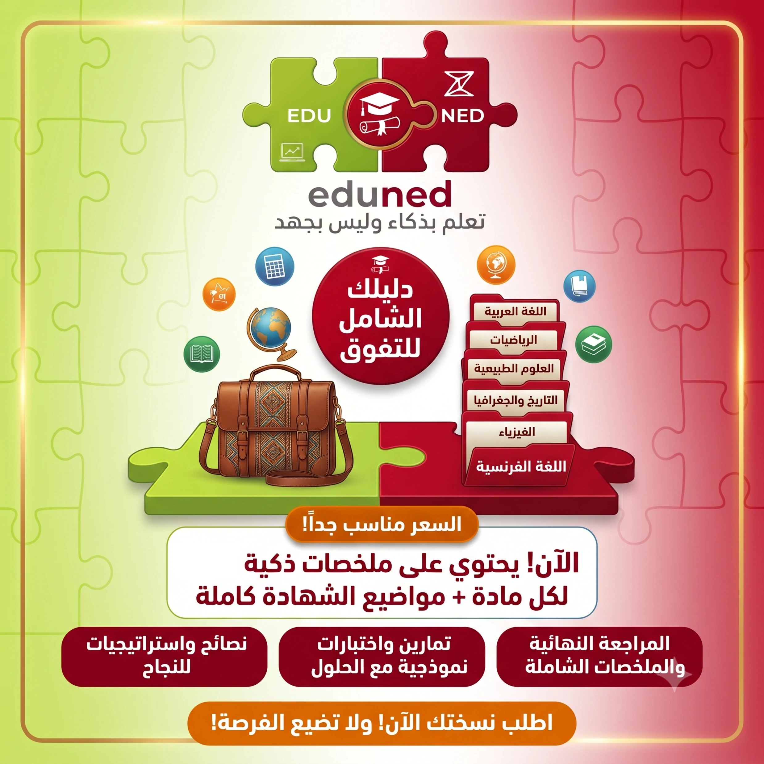 باقة مواضيع شهادة التعليم المتوسط (BEM) المطبوعة - مخصصة حسب طلبك (مع التصحيح الرسمي)